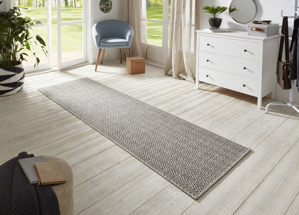 BT Carpet, Behúň Nature 104269 Grey / Anthracite – na von aj na doma, 80x250, šedá, chodba / predsieň