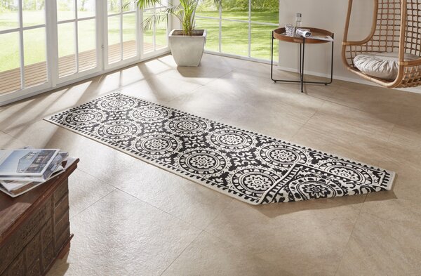Hanse Home , Behúň Twin Supreme 104129 Black / Cream – na von aj na doma, 80x250, čiernobiela, chodba / predsieň