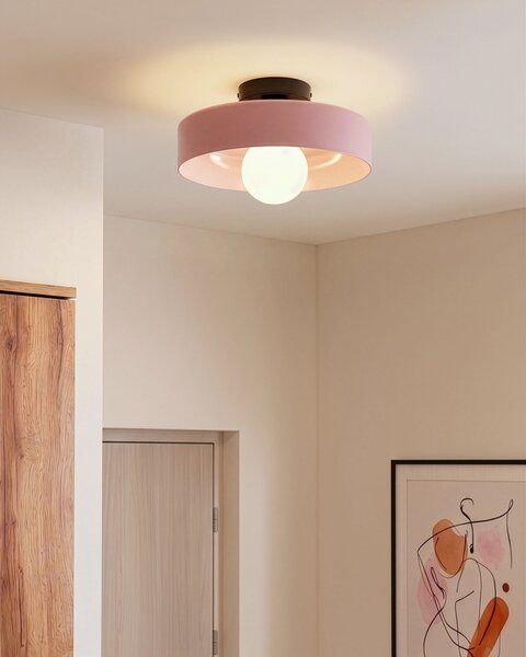 Stropná lampa ružová sklenené tienidlo na nízky strop moderný štýl obývacia izba