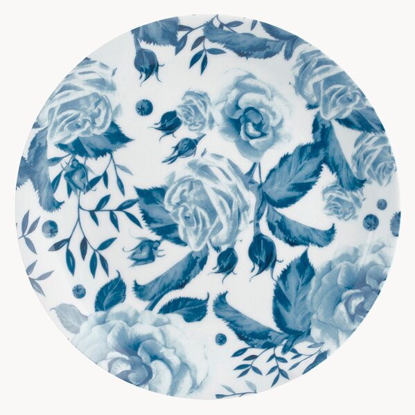 Porcelánové plytké taniere Blue Rose, 6 ks