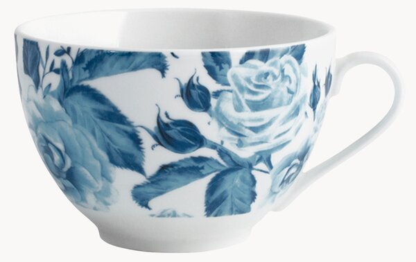 Porcelánové šálky na čaj Blue Rose, 6 ks