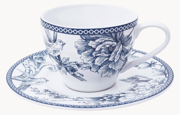 Porcelánové šálky na čaj's podšálkami Kensington, 4 ks
