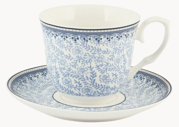 Porcelánové šálky na čaj's podšálkami Blue Dream, 2 ks