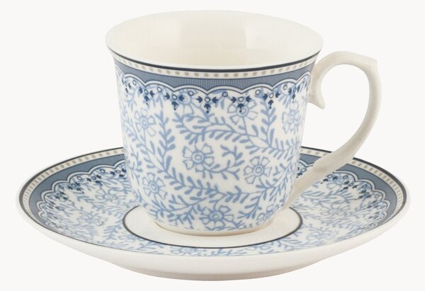 Porcelánové šálky na kávu's podšálkami Blue Dream, 2 ks
