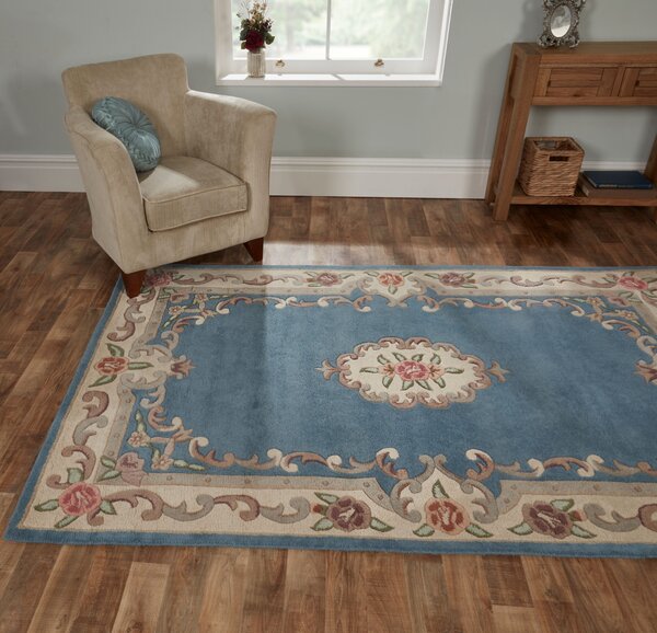 Flair Rugs , Ručne všívaný kusový koberec Lotus premium Blue, 75x150, modrá, chodba / predsieň