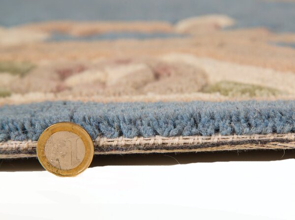 Flair Rugs , Ručne všívaný kusový koberec Lotus premium Blue, 75x150, modrá, chodba / predsieň