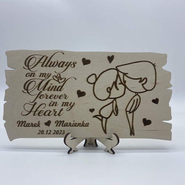 Valentínska tabuľka z dreva - Heart