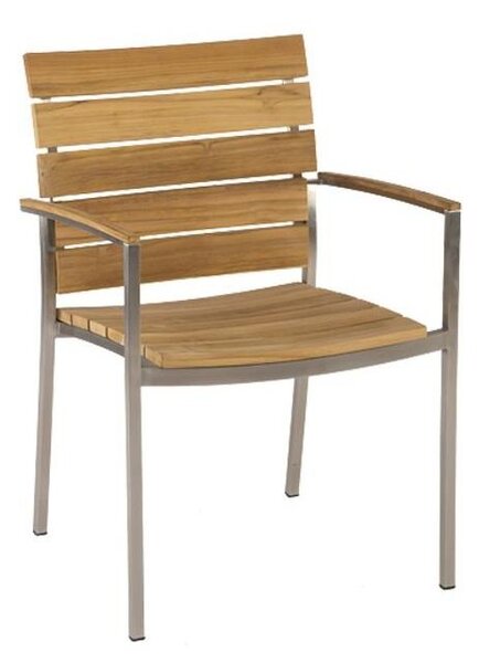 Stern Nerezové stohovateľné jedálenské kreslo Savona, Stern, 57,5x55x85 cm, rám nerez, teak