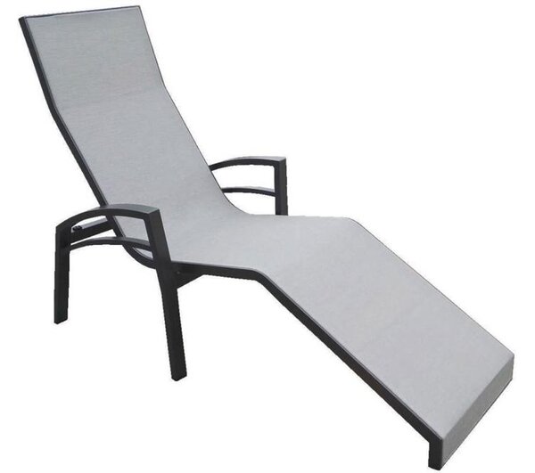 Stern Skladacie ležadlo s podrúčkami Balance, Stern, 160x70x115 cm, rám lakovaný hliník čierny (black matt), výplet textilén linen grey