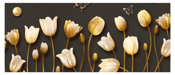 Obraz - Tulipány - abstraktné (120x50 cm)