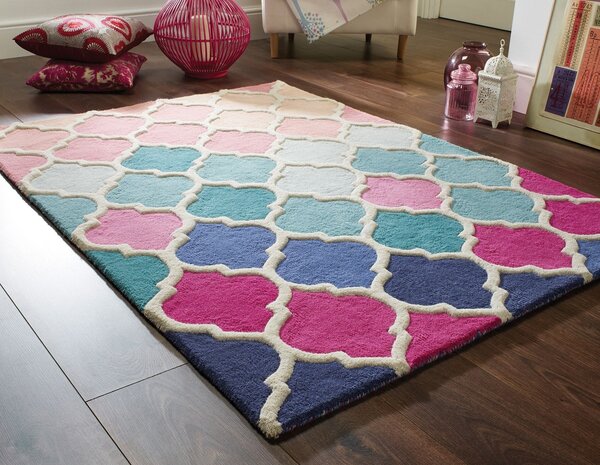Flair Rugs , Ručne všívaný kusový koberec Illusion Rosella Pink / Blue, 80x150, viacfarebná, chodba / predsieň