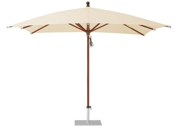 Glatz Drevený slnečník Piazzino, Glatz, štvorcový 300x300 cm (3x3 m), rám červeno lakované eukalyptové drevo, poťah polyester 220 g/m2 off white