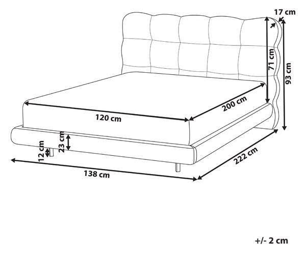 Posteľ béžová buklé čalúnenie prešívané čelo lamelový rošt 120 x 200 cm kovové nohy moderný štýl spálňa