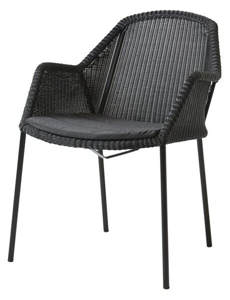 Cane-line Stohovateľné jedálenské kreslo Breeze, Cane-line, 60x62x83 cm, rám kov farba black, výplet umelý ratan farba black