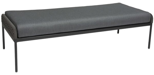 Stern Lavička/podnožka Greta, Stern, 166x74x47 cm, rám lakovaný hliník šedý čierny (antracit), lankový výplet sivý (platin), 100% akryl sivá (silk grey)