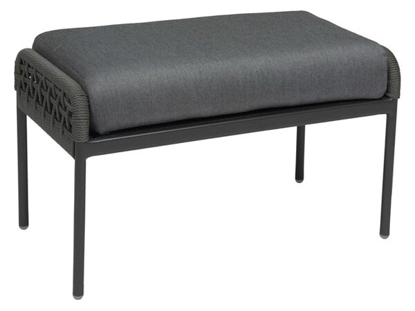Stern Podnožka Greta, Stern, 75x40x47 cm, rám lakovaný hliník šedočierny (antracit), lankový výplet sivý (platina), 100% akryl sivá (silk grey)