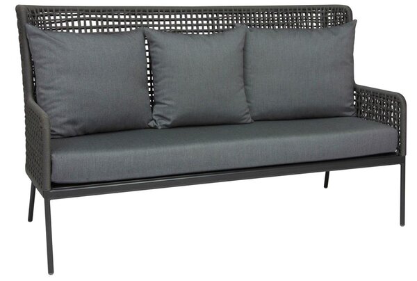 Stern Hliníková 3-miestna pohovka/sofa Greta, Stern, 166x74x102 cm, rám lakovaný hliník šedočierny (antracit), lankový výplet sivý (platin), 100% akryl sivá (silk grey)