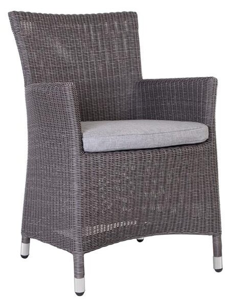 Stern Jedálenské kreslo Sortino, Sten, 60x60x89 cm, umelý ratan bielo-sivý (Vintage white), sedák 100% akryl svetlosivý (silk grey)