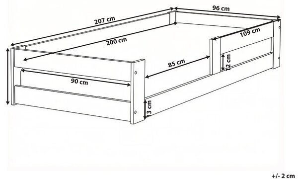 Nízka detská posteľ svetlohnedá borovicové drevo 90 x 200 cm lamelový rám postele moderná detská izba
