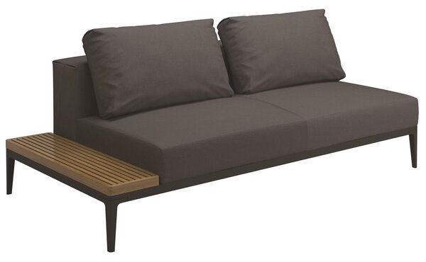 Gloster Ukončovací diel pravostranný/ľavostranný s teakovým stolíkom Grid, Gloster, 206x103x85 cm, rám hliník farba meteor, sedáky kat. B farba podľa vzorkovníka