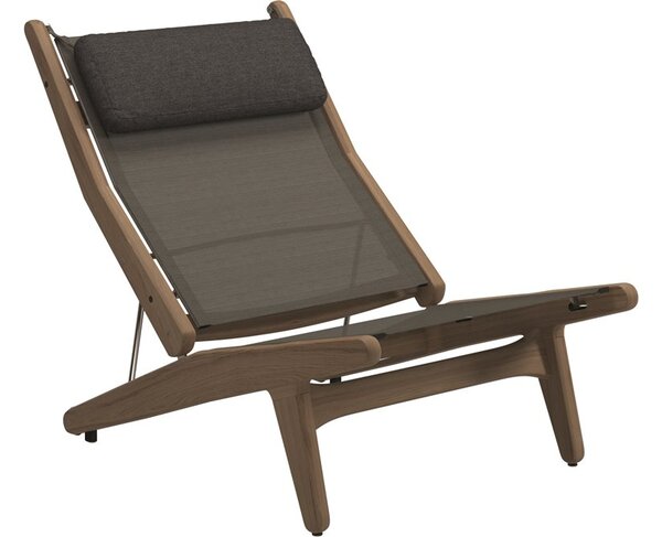 Gloster Teaková polohovacia nízka stolička Bay, Gloster, 116x70x102 cm, rám teak, výplet Batyline farba anthracite, vrátane podhlavníka