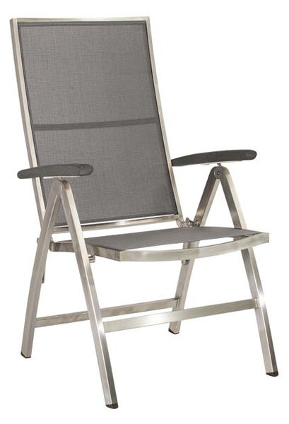 Stern Nerezové polohovacie jedálenské kreslo Cardiff, Stern, 60,5x69x110 cm, rám nerez, výplet textilén striebornočierny (silver grey), podrúčky šedočierne (anthracite)