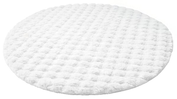 Okrúhly Bublinový koberec Rabbit Bubble 120 cm biely plyšový