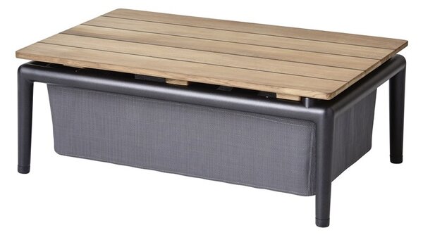 Cane-line Konferenčný stolík s úložným priestorom Conic, Cane-line, obdĺžnikový 74x52x30 cm, rám hliník farba grey, doska teak