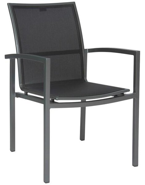 Stern Stohovateľná jedálenská stolička Skelby, Stern, 57,5x66x89 cm, rám lakovaný hliník šedočierny (antracit), výplet textilén žíhaný čierny (uhlík)