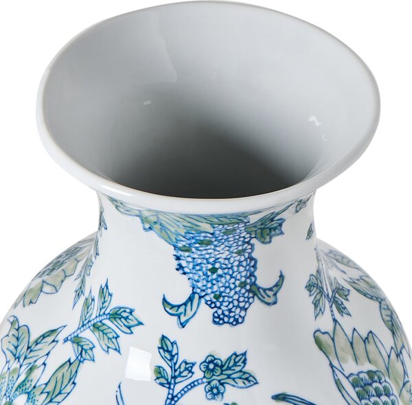 Váza na kvety biela a modrá z porcelánu dekoratívny doplnok starožitný vintage dizajn