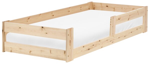 Nízka detská posteľ svetlohnedá borovicové drevo 90 x 200 cm lamelový rám postele moderná detská izba