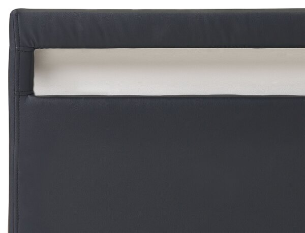 Posteľ s úložným priestorom čierna umelá koža 160 x 200 cm s čelom s viacfarebným LED osvetlením lamelový rošt spálňa