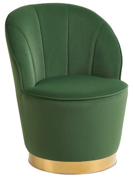 Kreslo zelené okrúhle klubové zamatové zlatý kovový podstavec obývacia izba spálňa retro glamour štý