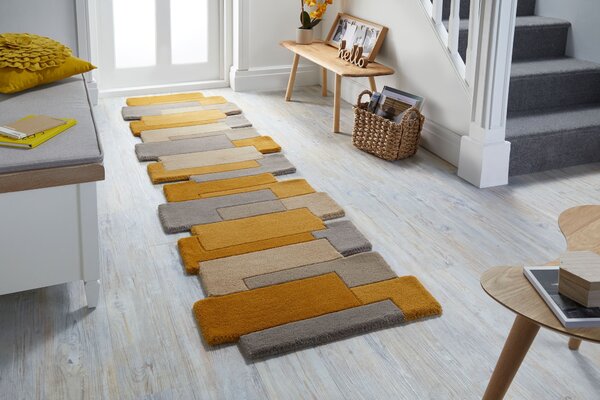 Flair Rugs, Behúň Abstract Collage Ochre/Natural, 60x230, žltá, chodba / predsieň