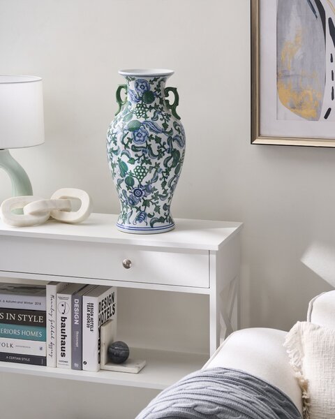 Váza na kvety biela a modrá z porcelánu dekoratívny doplnok starožitný vintage dizajn
