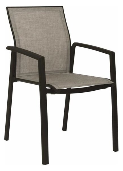 Stern Stohovateľné jedálenské kreslo Kari, Stern, 58x61x90 cm, rám šedočierny (antracite), výplet textilen strieborný (silver)