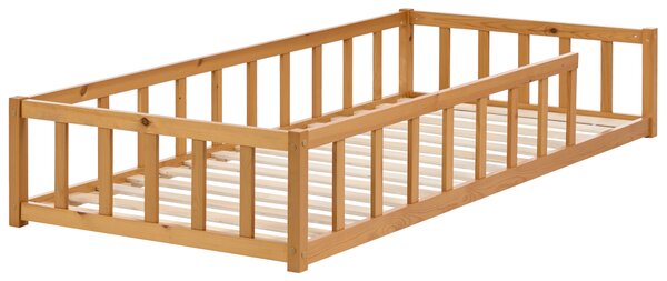 Detská posteľ hnedá borovicové drevo 90 x 200 cm nízka konštrukcia s lamelovým rámom moderný štýl detská izba