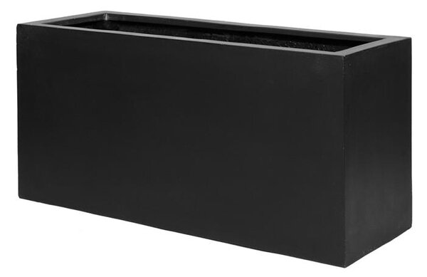 Pottery Pots Vonkajší kvetináč obdĺžnikový Jort S, Black (farba čierna), kolekcia Natural, kompozit Fiberstone, d 80 cm x š 30 cm x v 40 cm, objem cca 92 l