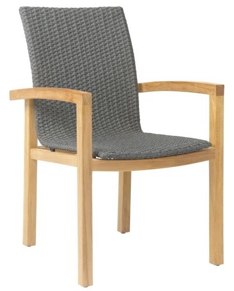 Stern Jedálenské kreslo Leah, Stern, 59x65x93 cm, rám teak, šnúrkový výplet stone grey