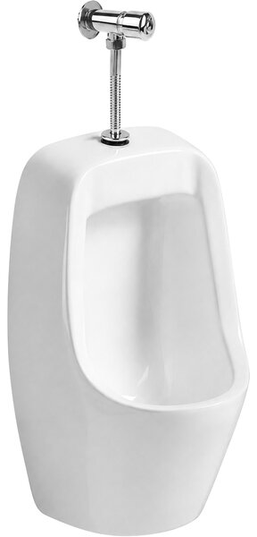 CERANO - Závesný pisoár Vulcan - vrátane tlačného ventilu - lesklá biela - 48x29 cm
