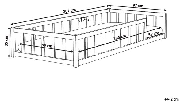 Detská posteľ hnedá borovicové drevo 90 x 200 cm nízka konštrukcia s lamelovým rámom moderný štýl detská izba