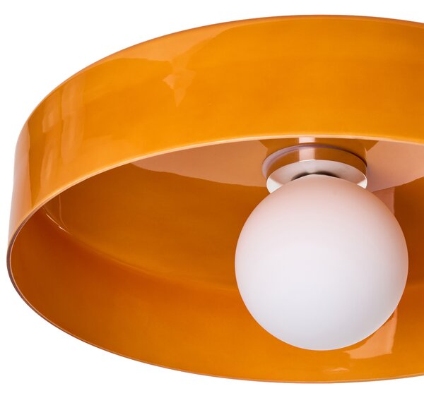 Stropná lampa oranžová sklenené tienidlo na nízky strop moderný štýl obývacia izba