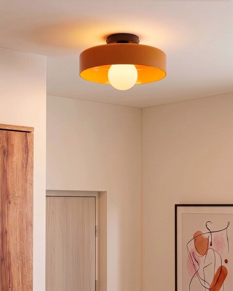 Stropná lampa oranžová sklenené tienidlo na nízky strop moderný štýl obývacia izba
