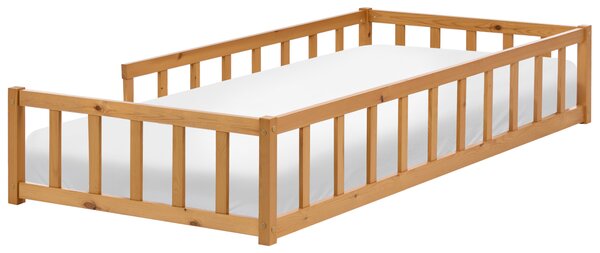 Detská posteľ hnedá borovicové drevo 90 x 200 cm nízka konštrukcia s lamelovým rámom moderný štýl detská izba