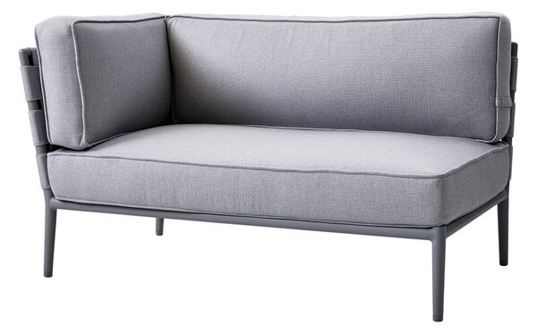 Cane-line Ukončovací/rohový pravostranný diel Conic, Cane-line, 140x82x82 cm, rám hliník farba light grey, pásový výplet a sedáky vonkajšia látka farba AirTouch light grey