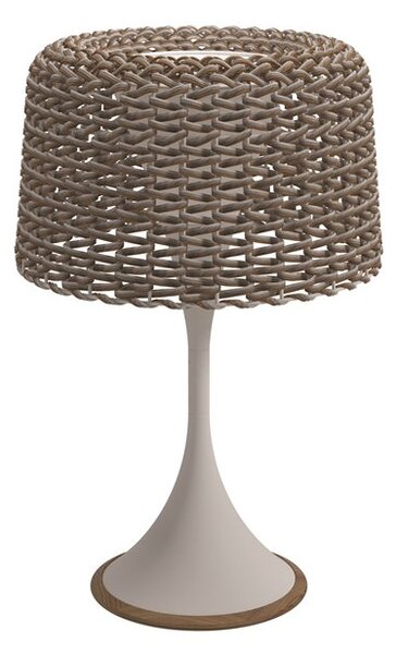 Gloster Vonkajšia lampa solárna/LED samostatne stojaca nízka Ambient Mesh, Gloster, 41x65 cm, lakovaný rám hliník farba meteor, výplet umelý ratan hnedoružový (carob), vrátane diaľkového ovládania