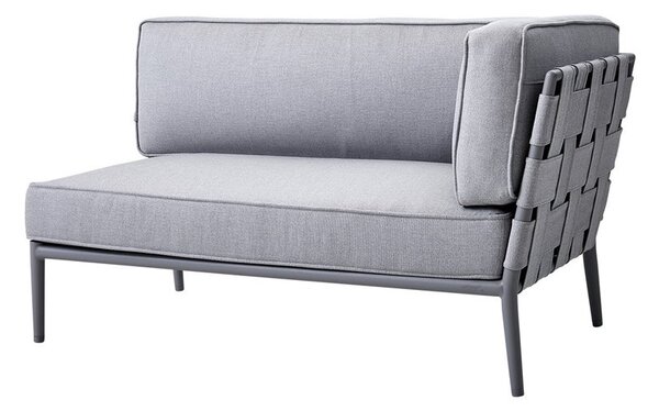 Cane-line Ukončovací/rohový ľavostranný diel Conic, Cane-line, 140x82x82 cm, rám hliník farba light grey, pásový výplet a sedáky vonkajšia látka farba AirTouch light grey