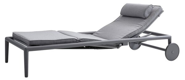 Cane-line Polohovacie ležadlo s kolieskami Conic, Cane-line, 220x78x40 cm, rám hliník farba light grey, pásový výplet a celopotah vonkajšia látka AirTouch light grey