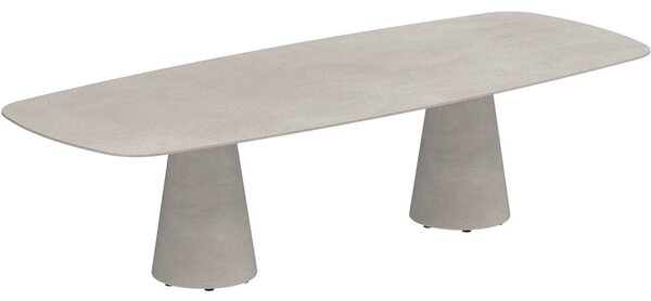 Royal Botania Betónový jedálenský stôl znížený Conix, Royal Botania, oválny 300x120x67 cm, podnož betón cement grey, doska keramika čierna