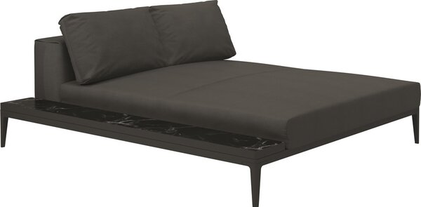 Gloster Posteľový diel 2-miestny pravostranný/ľavostranný s keramickým stolíkom Grid, Gloster, 180x180x85 cm, rám hliník farba meteor, keramika dekor Nero, sedáky kat. B farba podľa vzorkovníka